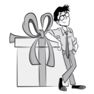 🎁 подарок, презент, ботаник, очки, бант, мультфильм telegram sticker