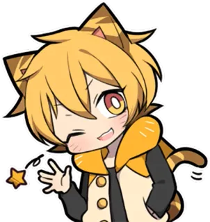 😉 고양이, 애니메이션, 만화, 별, 윙크, 귀여운 telegram sticker