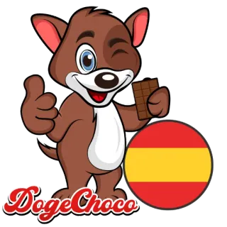 🇪🇦 DogeChoco doge, czekolada, naklejka, zwierzę, kreskówka, flaga hiszpanii, przekąska telegram sticker