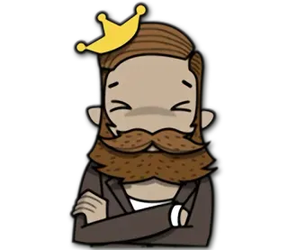 👑 Cartoon, König, Krone, Figur, Schnurrbart, Bart, Mann telegram sticker