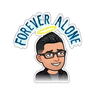 😔 FOREVER ALONE один, грустный, одинокий, мультфильм, мем telegram sticker