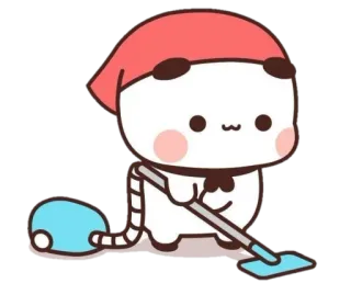 🍼 limpeza, panda, desenho animado, aspirador, tarefas domésticas, fofo, animal telegram sticker
