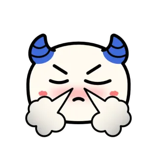 😤 Emoji, Enojado, Demonio, Cuernos, Dibujos animados, Lindo, Humeante telegram sticker