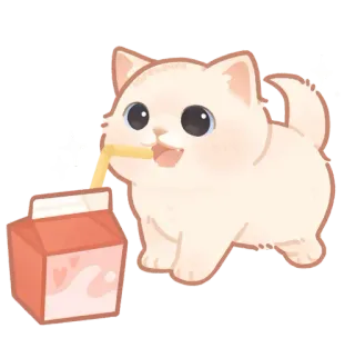 🐾 猫, 動物, 子猫, 可愛い, 牛乳, 飲料, 飲み物 telegram sticker
