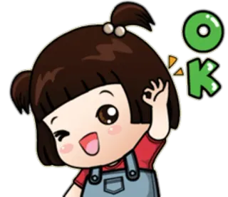 👌 OK Cartoon, Mädchen, Ok, Zustimmung, Niedlich, Sticker telegram sticker
