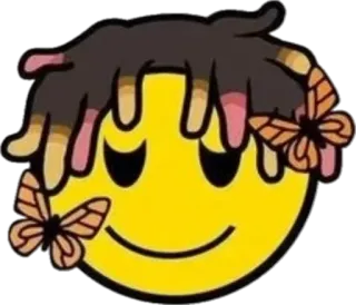 😌 smiley face, emoji, butterflies, dreadlocks, sticker telegram sticker