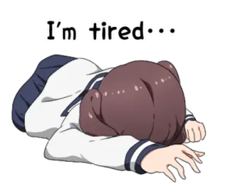 😪 I'm tired... cansado, anime, chica, agotado, uniforme escolar telegram sticker