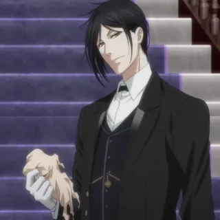 🔌 Sebastian Michaelis Black Butler อนิเมะ, มังงะ, เซบาสเตียน มิคาเอลิส, คนลึกไขปริศนา, พ่อบ้าน, ตัวละคร, ตัวละครอนิเมะ telegram sticker
