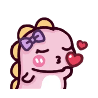 😋 dinosaurier, cartoon, süß, liebe, herz, kuss, rosa, schleife whatsapp sticker