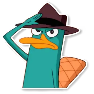 👮‍♂ Perry the Platypus Phineas and Ferb platypus, agent, salute, cartoon, hat whatsapp sticker