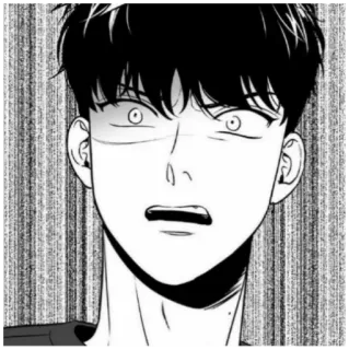 😱 Anime, Manga, Scioccato, Espressione, Bianco e nero telegram sticker