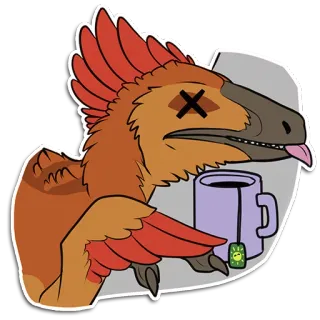 ❌ dinossauro, animal, desenho animado, chá, ilustração, adesivo telegram sticker