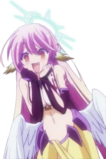 😍 Shiro No Game No Life Anime, Chica, Pelo rosa, Linda, Kawaii, Alas, Ángel whatsapp sticker