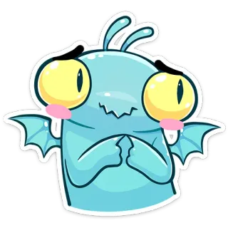🥺 монстр, мультфильм, милый, синий, краснеющий, крылья telegram sticker