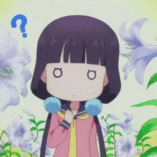 🍇 anime, girl, question mark, cute, thinking, flowers telegram sticker