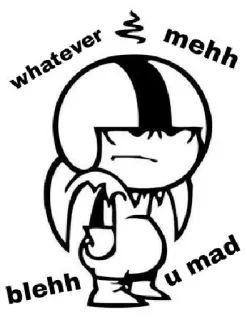 😑 whatever mehh blehh u mad Мультфильм, Злой, Бешеный, Все равно, Пофиг telegram sticker