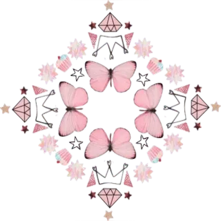 🦋 vlinder, diamant, cupcake, kroon, roze, patroon, esthetisch telegram sticker