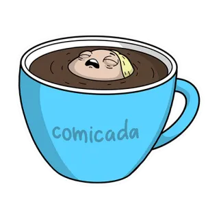 😴 comicada tasse, café, BD, drôle telegram sticker