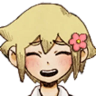 😄 Basil OMORI เกม, น่ารัก, ยิ้ม, ดอกไม้, ตัวละคร, อนิเมะ telegram sticker