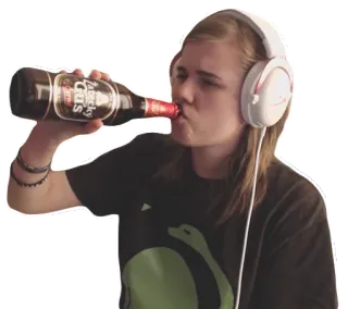 🍾 bebendo, cerveja, álcool, pessoa, fone de ouvido, garrafa telegram sticker