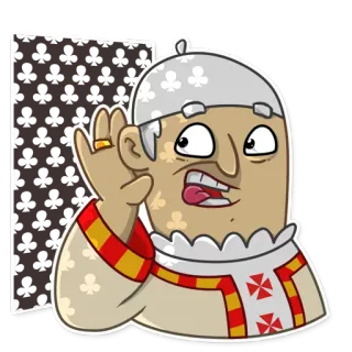 👂 character, cartoon, sticker, listening, clubs, white, red, yellow telegram sticker