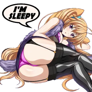😪 I'M SLEEPY animé, endormi, fille, personnage, dessin animé, illustration whatsapp sticker
