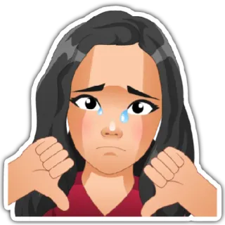 😢 dislike, thumbs down, sad, crying, negative, unhappy, rejection telegram sticker