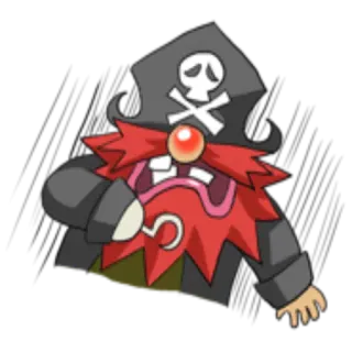 🙁 bajak laut, kartun, karakter, jenggot, tengkorak, kait whatsapp sticker