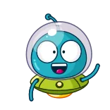 👋 alien, cartoon, space, ufo, friendly, happy, cute telegram sticker
