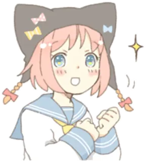 ✊ Garota anime, Kawaii, Fofo, Desenho animado, Anime, Adesivo, Mangá telegram sticker