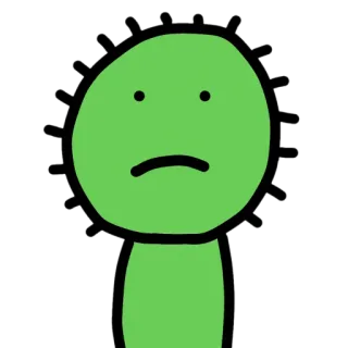 🦠 verde, triste, cara, simple, dibujo animado, dibujo telegram sticker