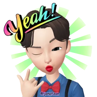 🤟 Yeah! Dibujo animado, Avatar, Masculino, Expresión, Feliz, Celebración telegram sticker