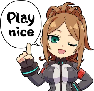 😉 Play nice 애니메이션 소녀, 착하게 대해줘, 윙크, 여성, 귀여운, 친절한 whatsapp sticker