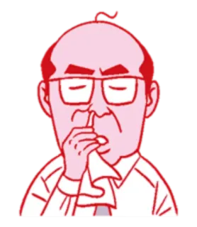 👆 uomo, mettere le dita nel naso, occhiali, fazzoletto, cartone animato, personaggio whatsapp sticker