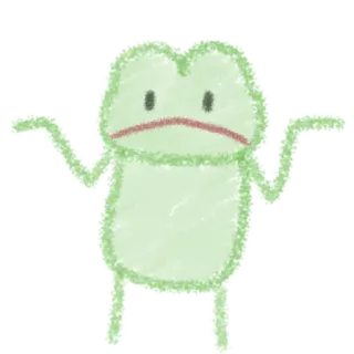 😕 rã, encolhendo os ombros, verde, confuso, pergunta, emoção telegram sticker