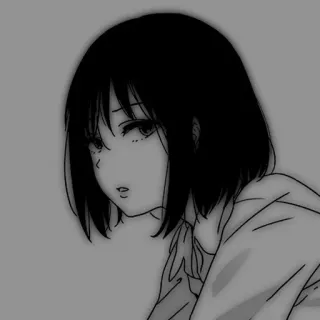 🎡 fille anime, triste, monochrome, noir et blanc, anime, manga telegram sticker
