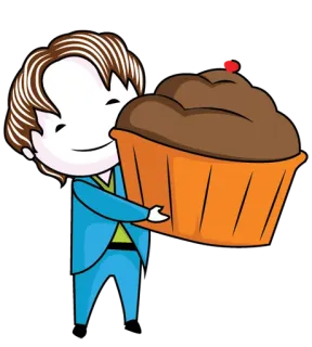 ❤ 만화, 컵케이크, 남자, 디저트, 음식, 캐릭터 telegram sticker