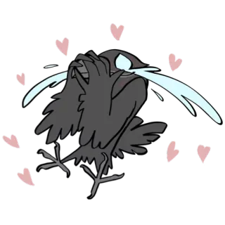 😭 vogel, krähe, liebe, herz, cartoon, traurig telegram sticker
