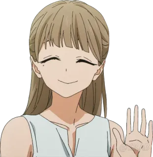 👋 Anime, Donna, Cartone animato, Personaggio, Sorriso, Saluto whatsapp sticker