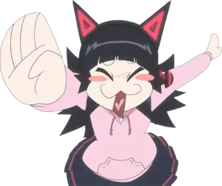 🖐 Anime, Cartoon, Katzenohren, Niedlich, Kawaii, Pinker Hoodie, Fröhlich telegram sticker