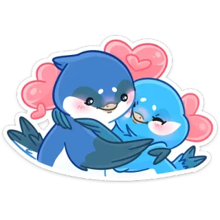 🤗 vögel, liebe, süß, umarmen, cartoon, tiere, kawaii whatsapp sticker