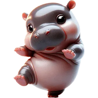 🕺 カバ, かわいい, 動物, 漫画, 愛らしい, カバの赤ちゃん whatsapp sticker