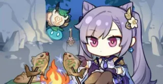🐟 Keqing Genshin Impact Genshin Impact, Keqing, Anime Mädchen, Videospiel, Charakter, Kochen, Cartoon whatsapp sticker