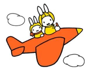 ✈️ Miffy มิฟฟี่, เครื่องบิน, กระต่าย, การ์ตูน telegram sticker