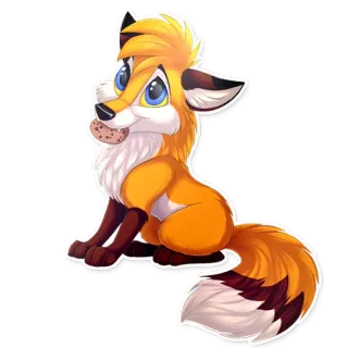 🍪 renard, animal, dessin animé, mignon, autocollant, poilu, chien, animal de compagnie telegram sticker