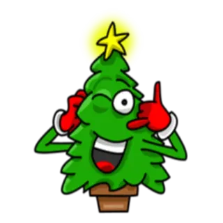 📱 Árbol de Navidad, Fiesta, Dibujos animados, Festivo, Decoración telegram sticker