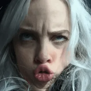 🕸 Billie Eilish billie eilish, sängerin, promi, lustiges gesicht telegram sticker