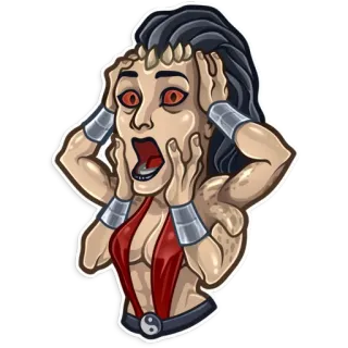 😨 Mileena Mortal Kombat Mileena, Mortal Kombat, bang, horror, vechtspel telegram sticker