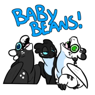 👶 BABY BEANS! dragons, bébé, haricots, mignon, dessin animé telegram sticker