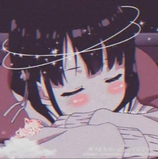 💖 sleeping, kitten chan Animé, Dormir, Kawaii, Chat, Mignon, Dessin animé telegram sticker